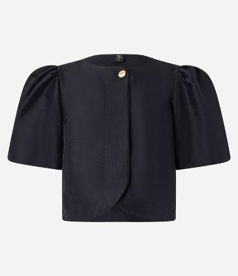 Blusa Balonê com Botão na Gola e Manga Bufante