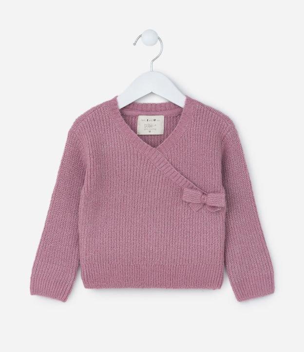 Suéter Infantil com Gola Transpassada e Lacinho Aplicado - Tam 1 a 5 Anos - 1