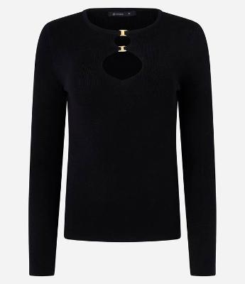 Blusa em Viscose com Vazados e Fivelas no Busto