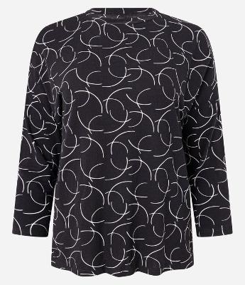 Blusa em Viscose com Manga 7/8 e Estampa Geométrica