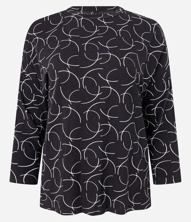 Blusa em Viscose com Manga 7/8 e Estampa Geométrica - 1