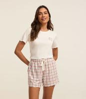 Pijama Curto em Viscose com Estampa Xadrez Grid - 1