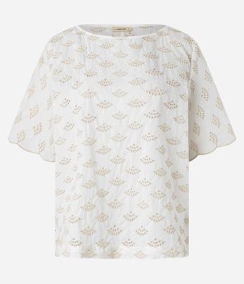 Blusa em Laise com Bordados Vazados de Leques