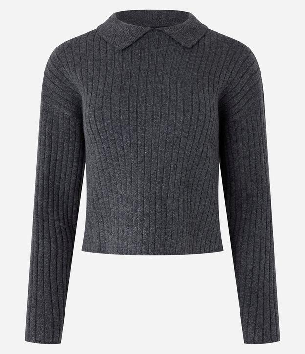 Blusa Canelado em Tricô com Gola Polo - 1