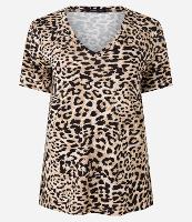 Blusa em Viscose com Decote V e Estampa Onça - 1