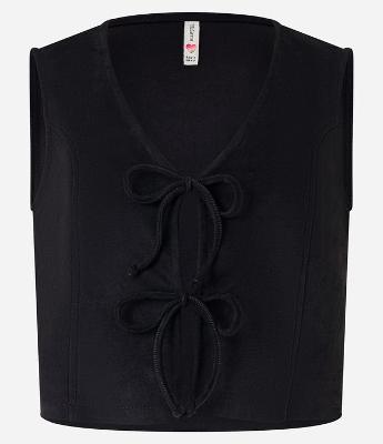 Blusa Colete em Suede com Amarrações Frontais