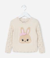 Suéter Infantil Texturizado com Bordado Coelhinha - Tam 1 a 5 Anos - 1
