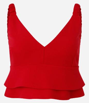 Blusa de Alça em Crepe com Babados na Barra