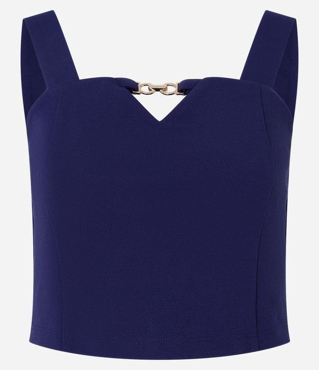 Blusa Cropped em Crepe com Aviamento no Decote Coração - 1