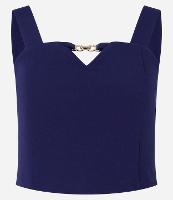 Blusa Cropped em Crepe com Aviamento no Decote Coração - 1