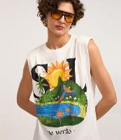 Blusa Muscle Alongada em Algodão com Estampa Sol de Verão - 2