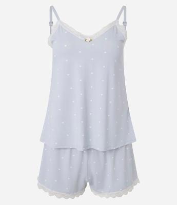 Pijama Short Doll Alcinha em Microfibra Poá