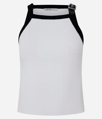 Blusa em Tricô com Fivela na Alça Fina Contrastante