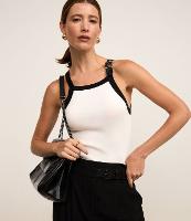 Blusa em Tricô com Fivela na Alça Fina Contrastante - 2