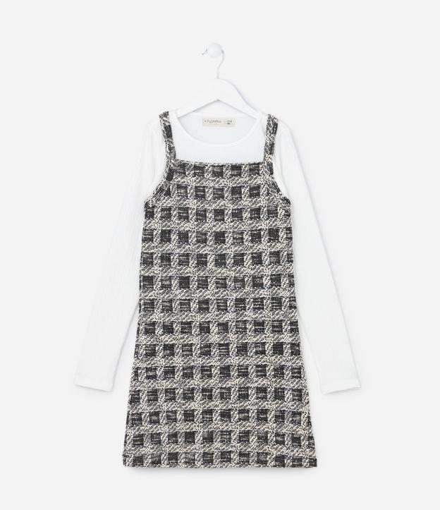 Vestido Infantil em Tweed com Sobreposição - Tam 5 a 14 Anos - 1