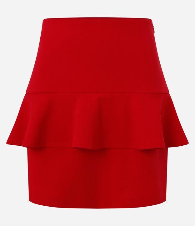 Saia Curta em Crepe com Babado em Sobreposição - 1