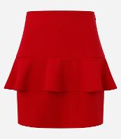 Saia Curta em Crepe com Babado em Sobreposição - 1