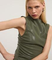 Blusa em Pu com Drapeado Lateral e Zíper - 1