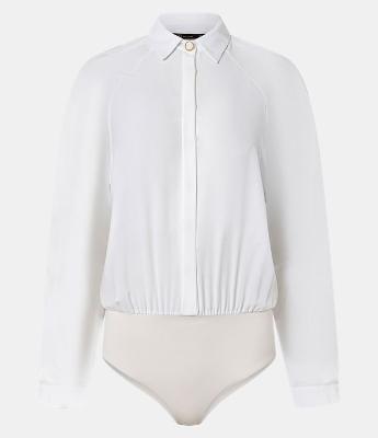 Body Camisa em Crepe com Botão Diferenciado na Gola