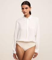 Body Camisa em Crepe com Botão Diferenciado na Gola - 2