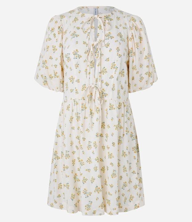 Vestido Curto em Viscose com Manga Bufante e Estampa Floral - 1