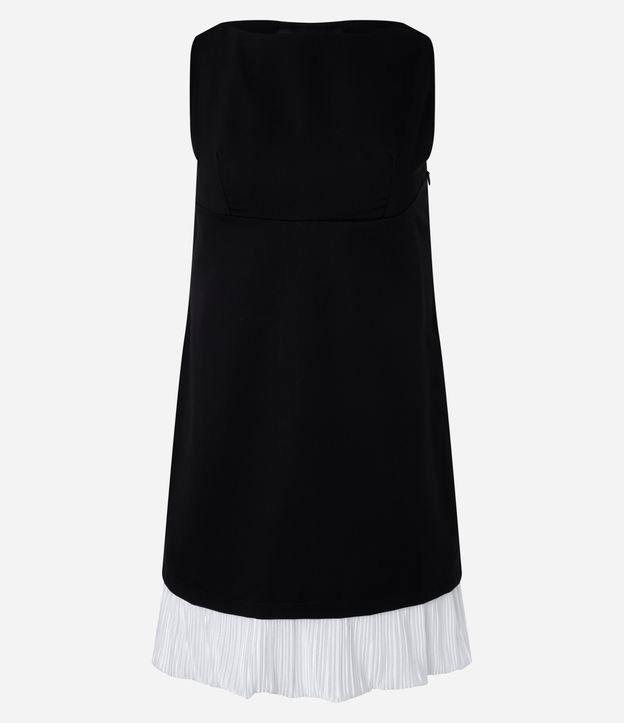 Vestido Reto com Decote Tomara que caia e Barra Plissada - 1