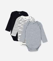 Kit 03 Bodies Infantis com Estampa Listrada  - Tam 0 a 18 meses - 1