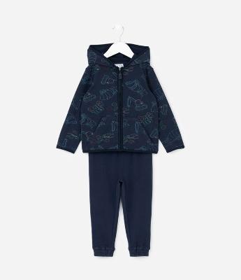 Conjunto Infantil em Fleece com Capuz - Tam 1 a 4 Anos