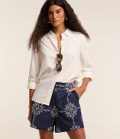 Short em Cambraia com Estampa Arabesco e Pregas Frontais - 1