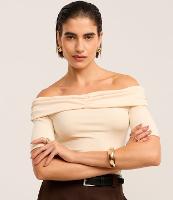 Blusa Ombro a Ombro com Drapeado e Detalhe Dobrado no Decote - 2