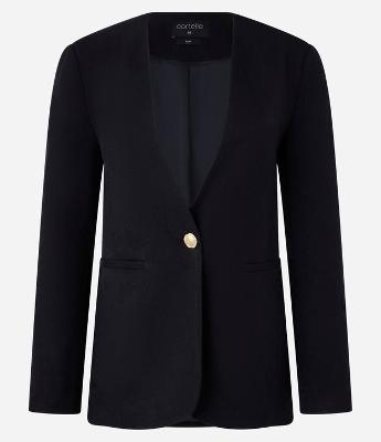 Blazer Slim Alfaiatado Sem Lapela com Botões Diferenciado