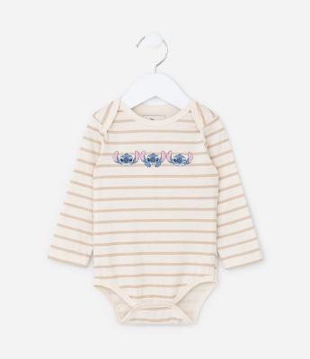 Body Infantil com Estampa Stitch e Listras - Tam RN a 18 meses