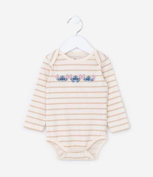 Body Infantil com Estampa Stitch e Listras - Tam RN a 18 meses - 1