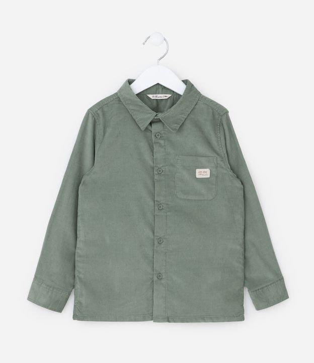 Camisa Infantil em Veludo Cotelê com Bolsinho - Tam 1 a 6 anos - 1