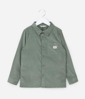 Camisa Infantil em Veludo Cotelê com Bolsinho - Tam 1 a 6 anos