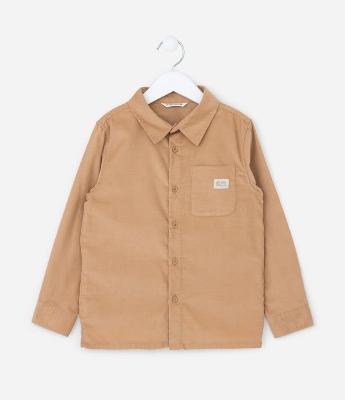 Camisa Infantil em Veludo Cotelê com Bolsinho - Tam 1 a 6 anos