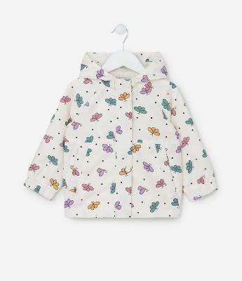 Jaqueta Quebra Vento Infantil com Estampa Borboletas - Tam 1 a 5 Anos