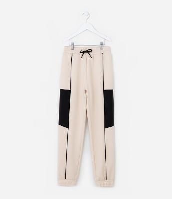 Calça Jogger Infantil com Recortes Contrastantes - Tam 5 a 14 Anos