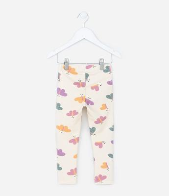 Calça Legging Infantil Quentinha com Estampa Borboletas - Tam 1 a 6 Anos