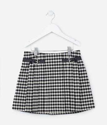 Saia Infantil com Pregas e Detalhe de Cinto - Tam 5 a 14 Anos