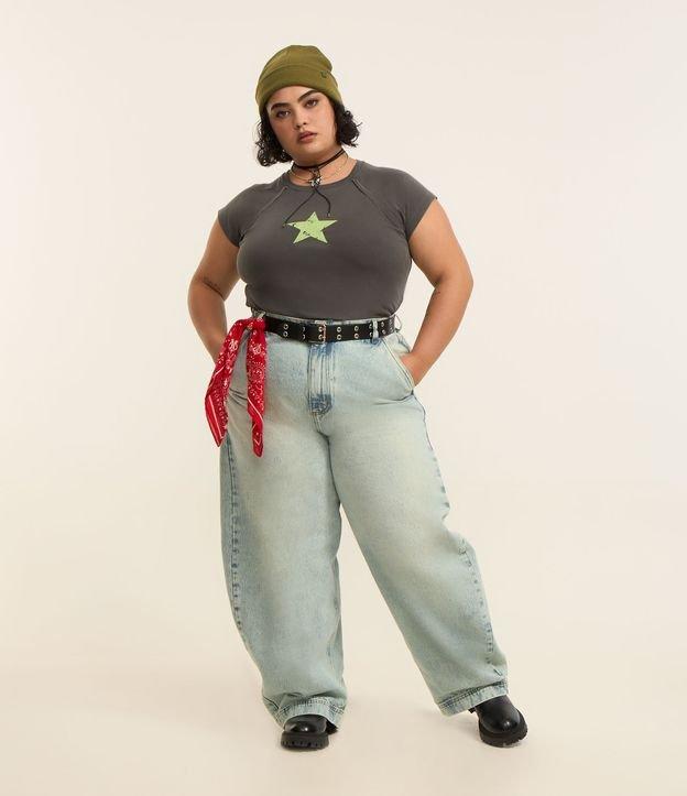 Calça Barrel em Jeans Dirty Curve & Plus Size - 1