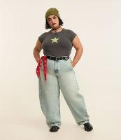 Calça Barrel em Jeans Dirty Curve & Plus Size - 1