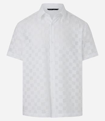 Camisa em Algodão com Estampa Xadrez e Textura