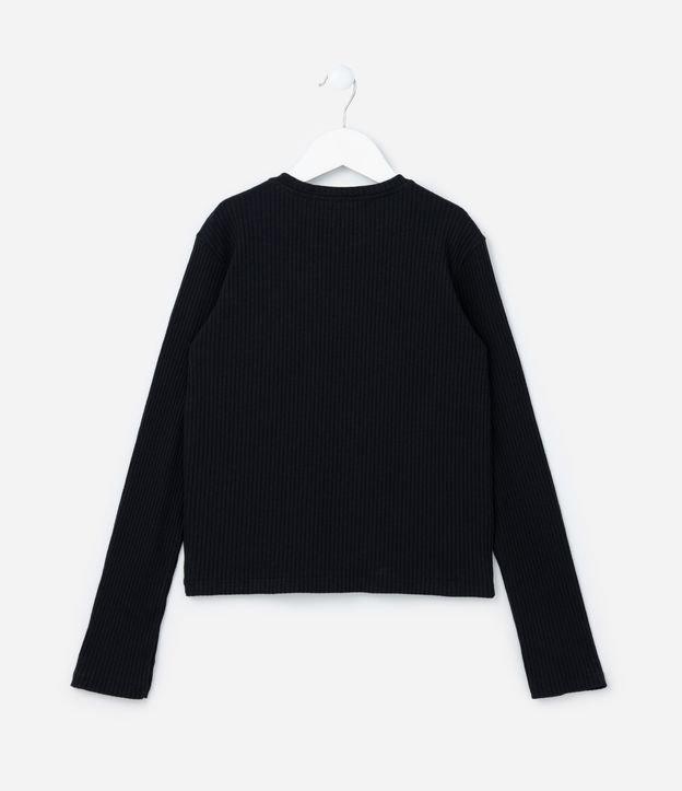 Camiseta Infantil Canelada com Bordado Margaridas - Tam 5 a 14 Anos - 1