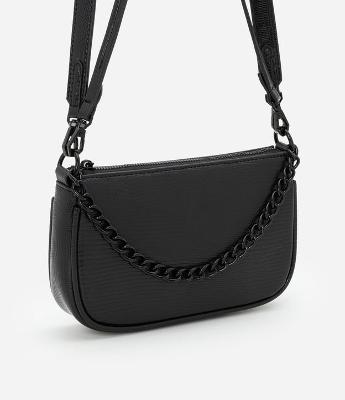 Bolsa Baguete Pequena em PU com Detalhe Corrente