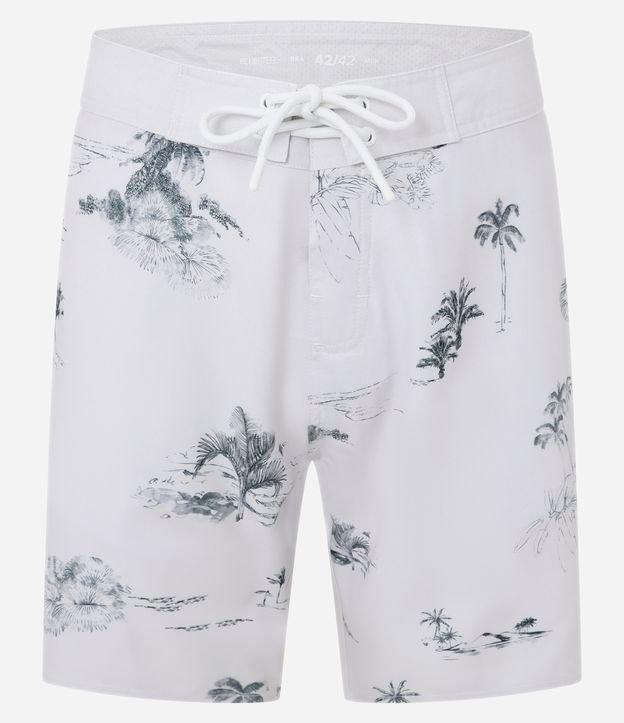 Bermuda em Microfibra com Estampa de Coqueiros e Cós com Amarração - 1