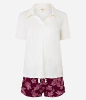 Pijama Short Doll em Viscose com Gola Polo e Short Floral - 1