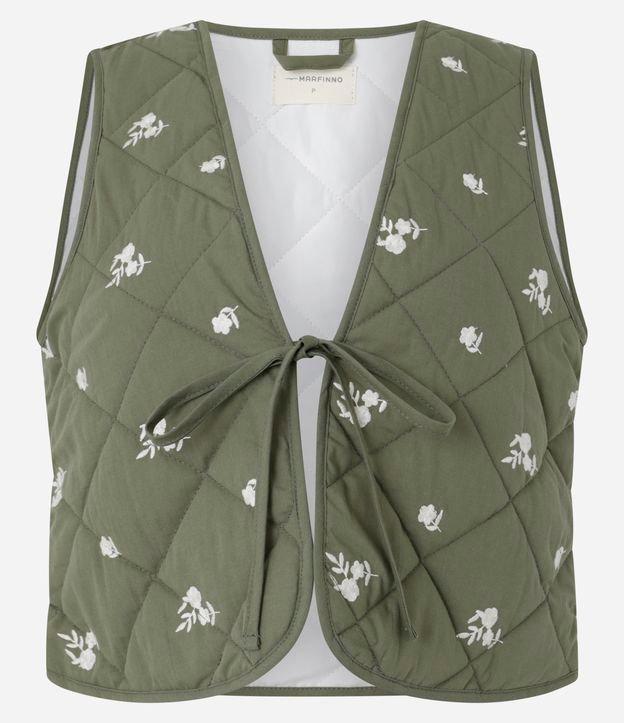 Colete Matelassê em Algodão com Bordado Floral e Amarração - 1