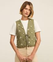 Colete Matelassê em Algodão com Bordado Floral e Amarração - 2