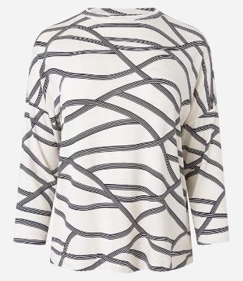 Blusa em Viscose com Manga 7/8 e Estampa Geométrica